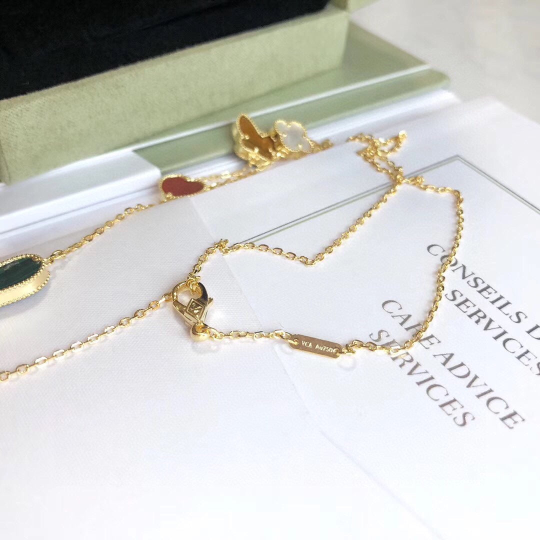 [⭐Veyra]LUCKY SPRING 4 MOTIFS ROSE GOLD NECKLACE