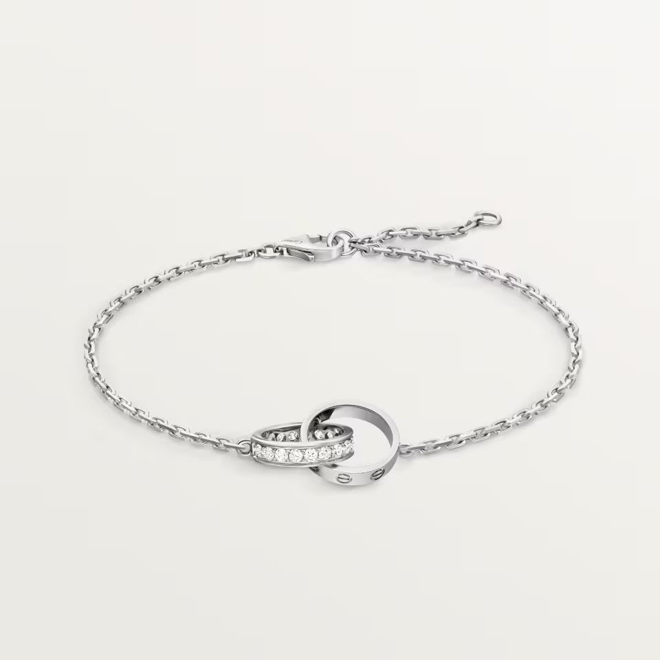 [⭐Veyra]LOVE DOUBLE RING HALF DIAMOND BRACELET