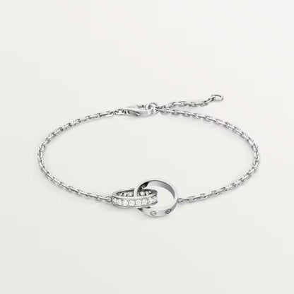 [⭐Veyra]LOVE DOUBLE RING HALF DIAMOND BRACELET
