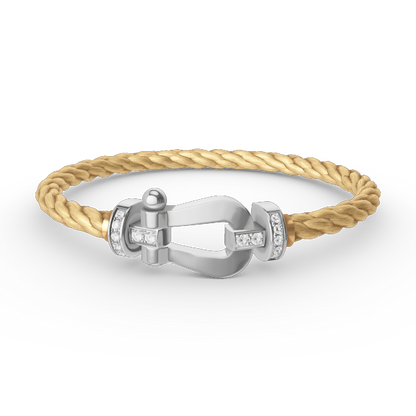 [⭐Veyra]FORCE LARGE HORSESHOE HALF DIAMOND BRACELET SILVER