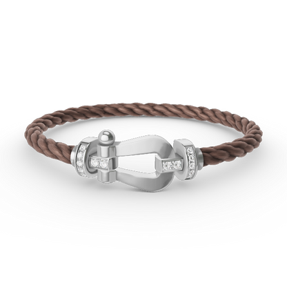 [⭐Veyra]FORCE LARGE HORSESHOE HALF DIAMOND BRACELET SILVER
