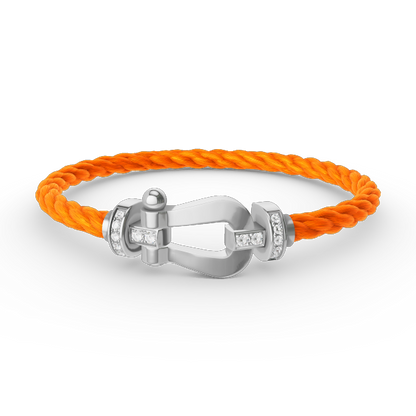 [⭐Veyra]FORCE LARGE HORSESHOE HALF DIAMOND BRACELET SILVER