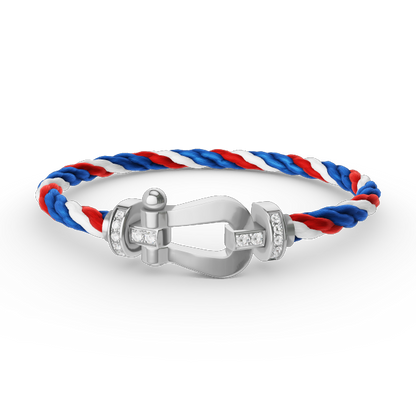 [⭐Veyra]FORCE LARGE HORSESHOE HALF DIAMOND BRACELET SILVER