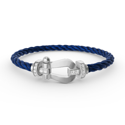 [⭐Veyra]FORCE LARGE HORSESHOE HALF DIAMOND BRACELET SILVER