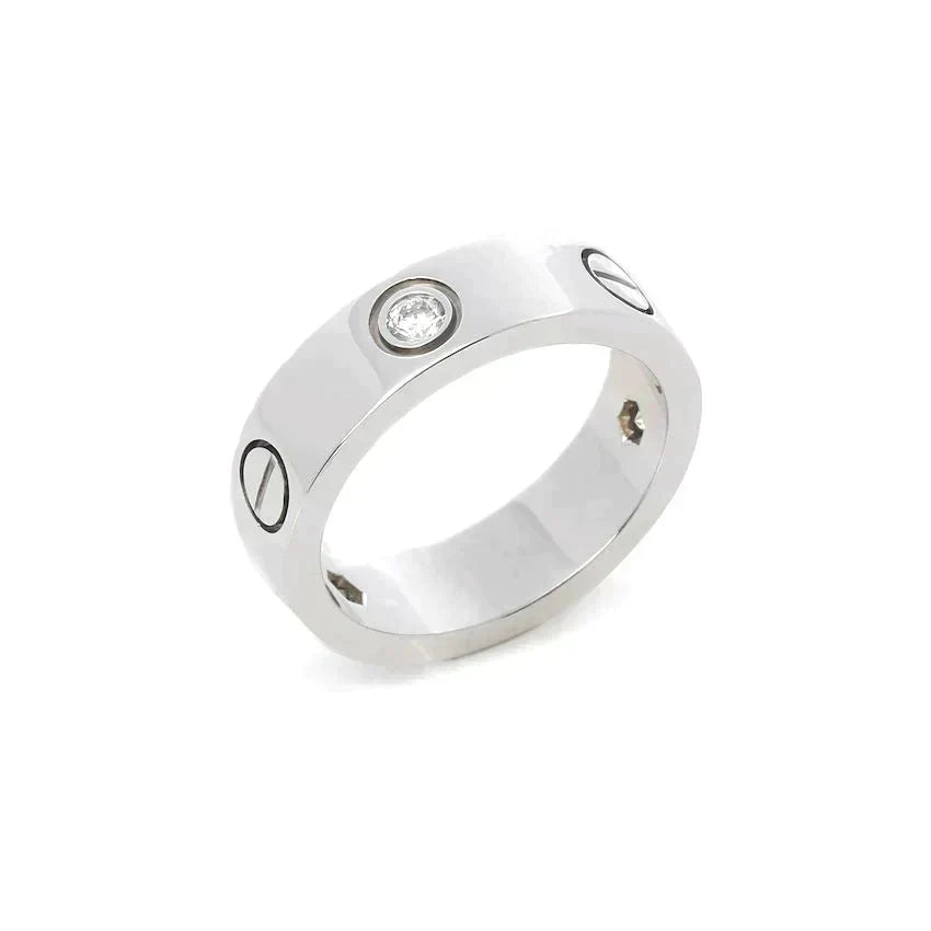 [⭐Veyra]LOVE RING 5.5MM 3 DIAMONDS SILVER
