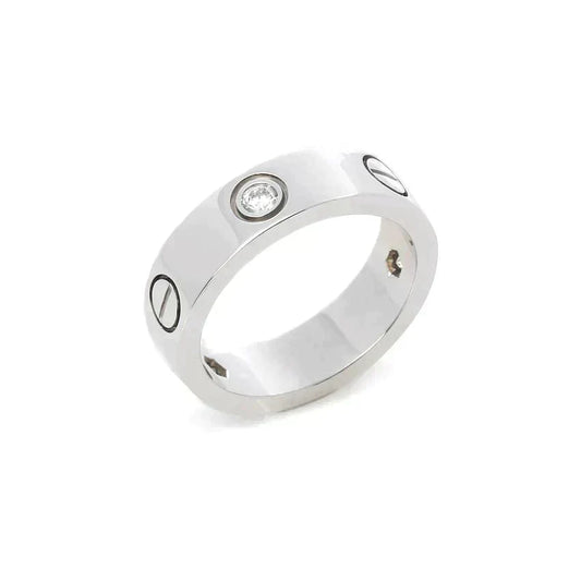 [⭐Veyra]LOVE RING 5.5MM 3 DIAMONDS SILVER