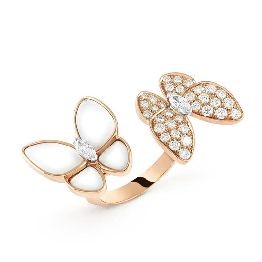[⭐Veyra]TWIN BUTTERFLY DIAMOND MOP RING